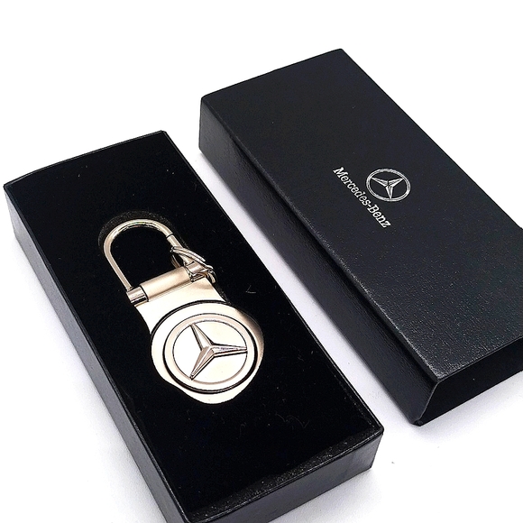 Genuine Mercedes Benz Silver Nickel Keychain Fob OEM Spinning Logo - Picture 5 of 6